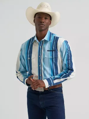 WRANGLER - Logo Long Sleeve Striped Shirt Blue Clouds