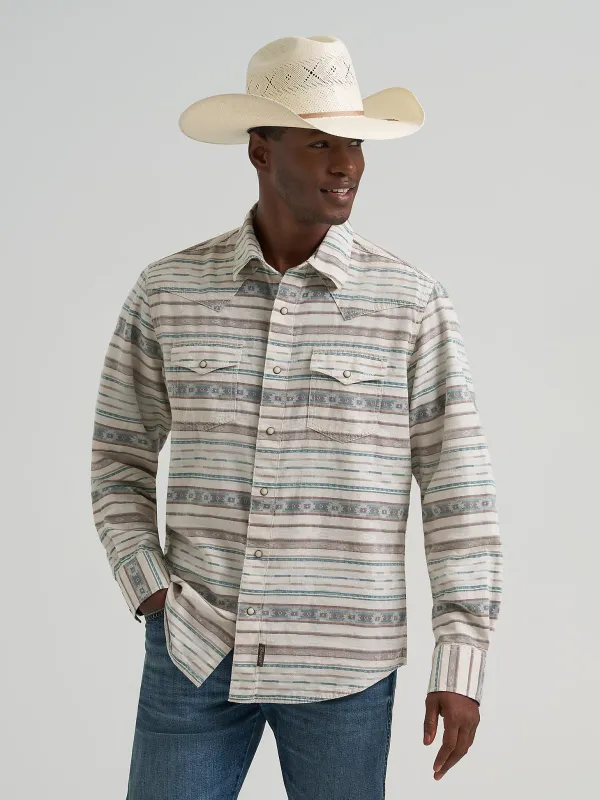 WRANGLER - Serape Retro Premium Long Sleeve Western Snap Printed Shirt