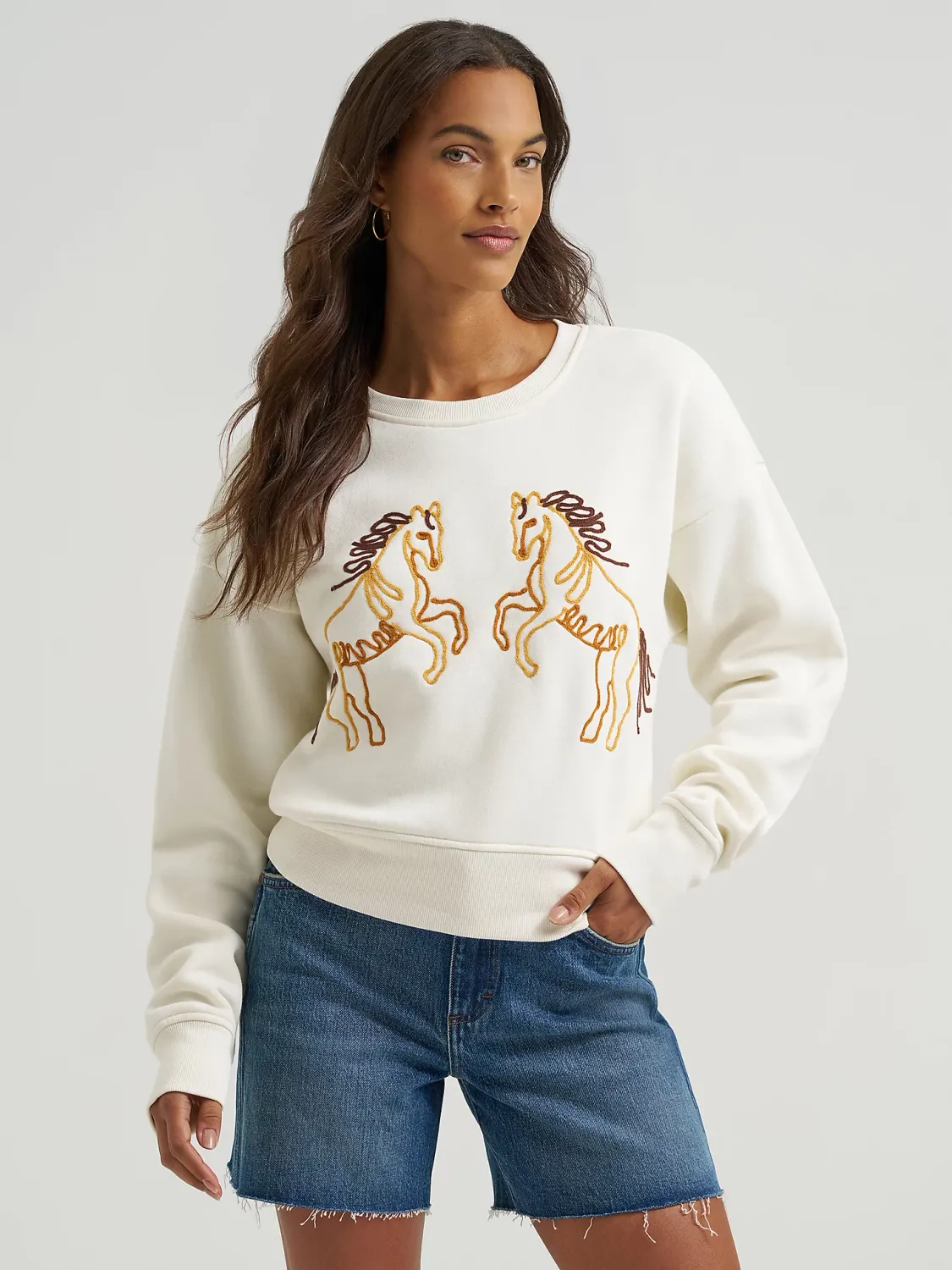 WRANGLER - Soutache Horse Crew Sweatshirt
