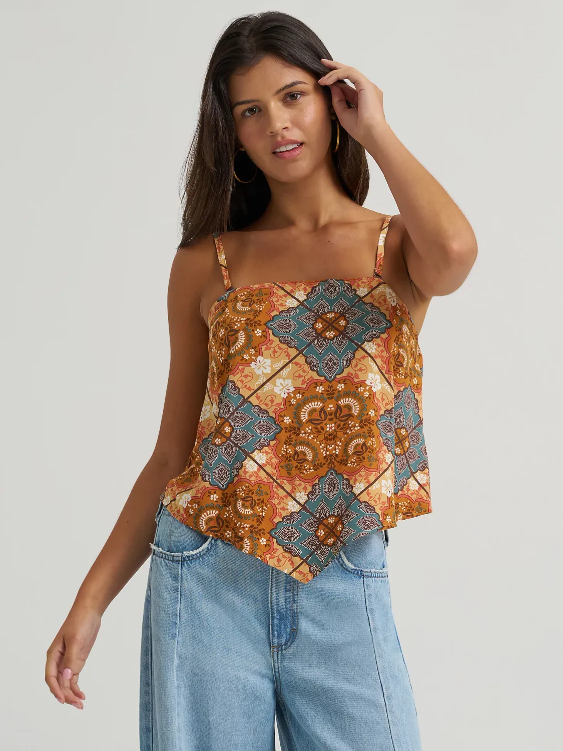 WRANGLER - Bandana Spagetti Brown Tank