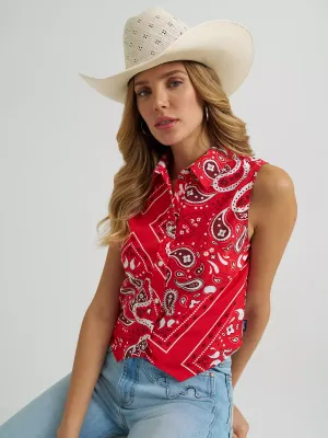 WRANGLER - Red Bandana Print Shirt Vest