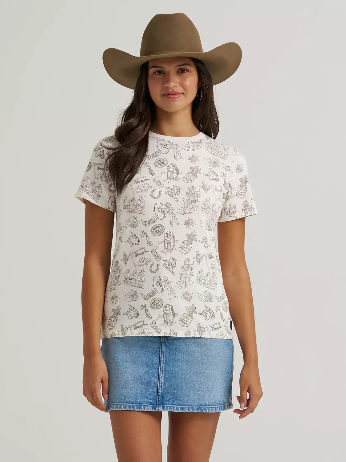 WRANGLER - Cream All Over Print Slim Tee