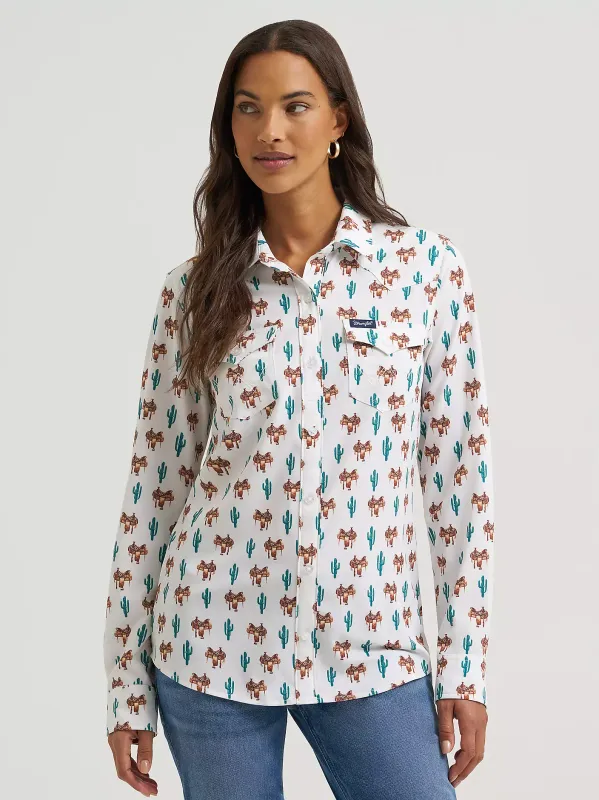 WRANGLER - Cream Saddle Aria Performance Shirt