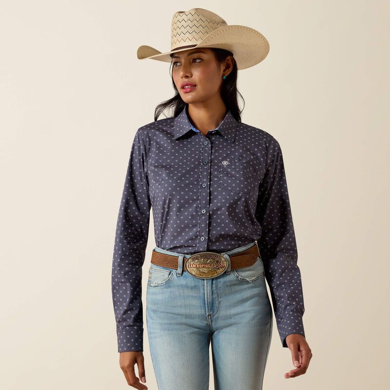 ARIAT - Ombre Blue Horseshoe WMS Western Kirby Shirt