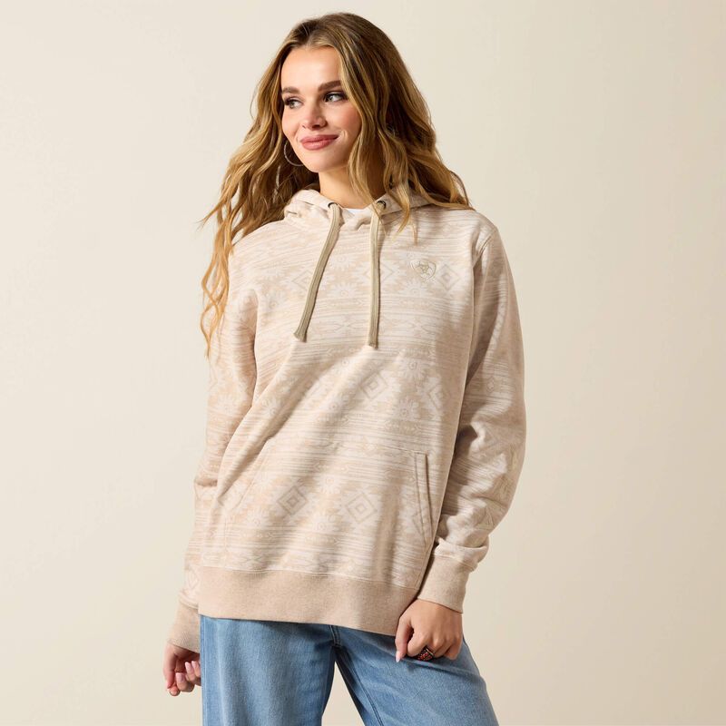 ARIAT - Khaki Heather Southwest Print Logo 2.0 Hoodie