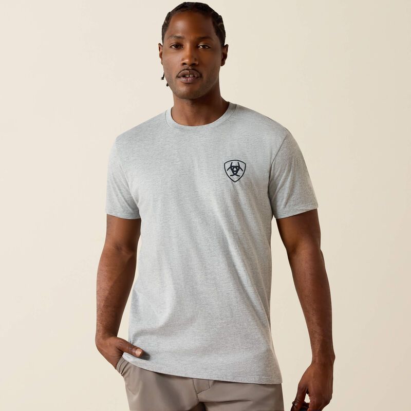 ARIAT - Grey Heather Banner Badge T-Shirt