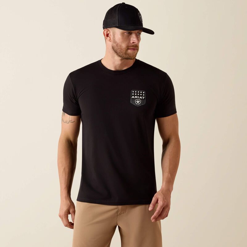 ARIAT - Black Stripe Patriotic Badge T-Shirt