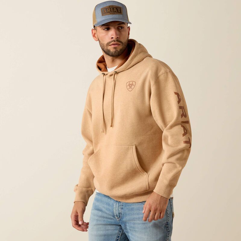 ARIAT - Tan Heather Logo Hoodie