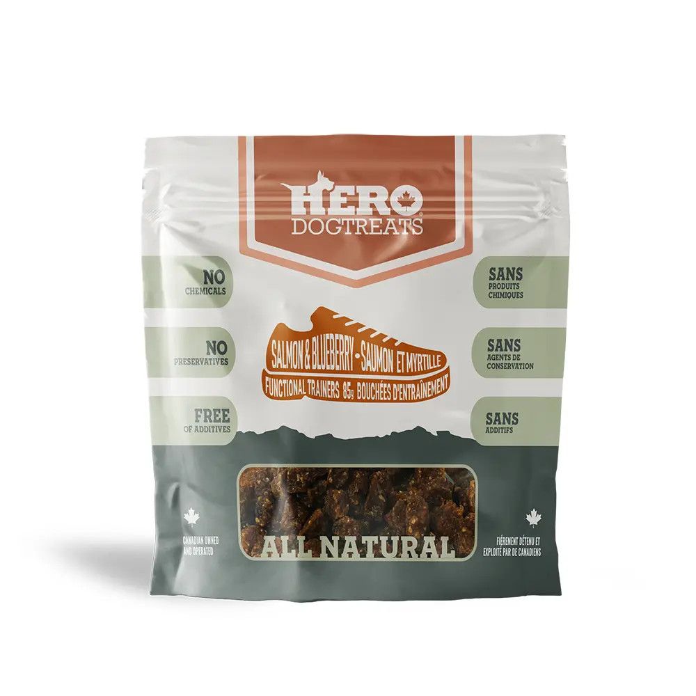 HERO DOG TREATS - Functional Trainers, Flavour: Saumon &amp; Bleuets, Size: 85g
