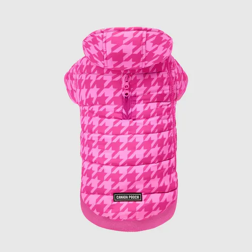 CANADA POOCH - Pink Houndstooth Prism Puffer