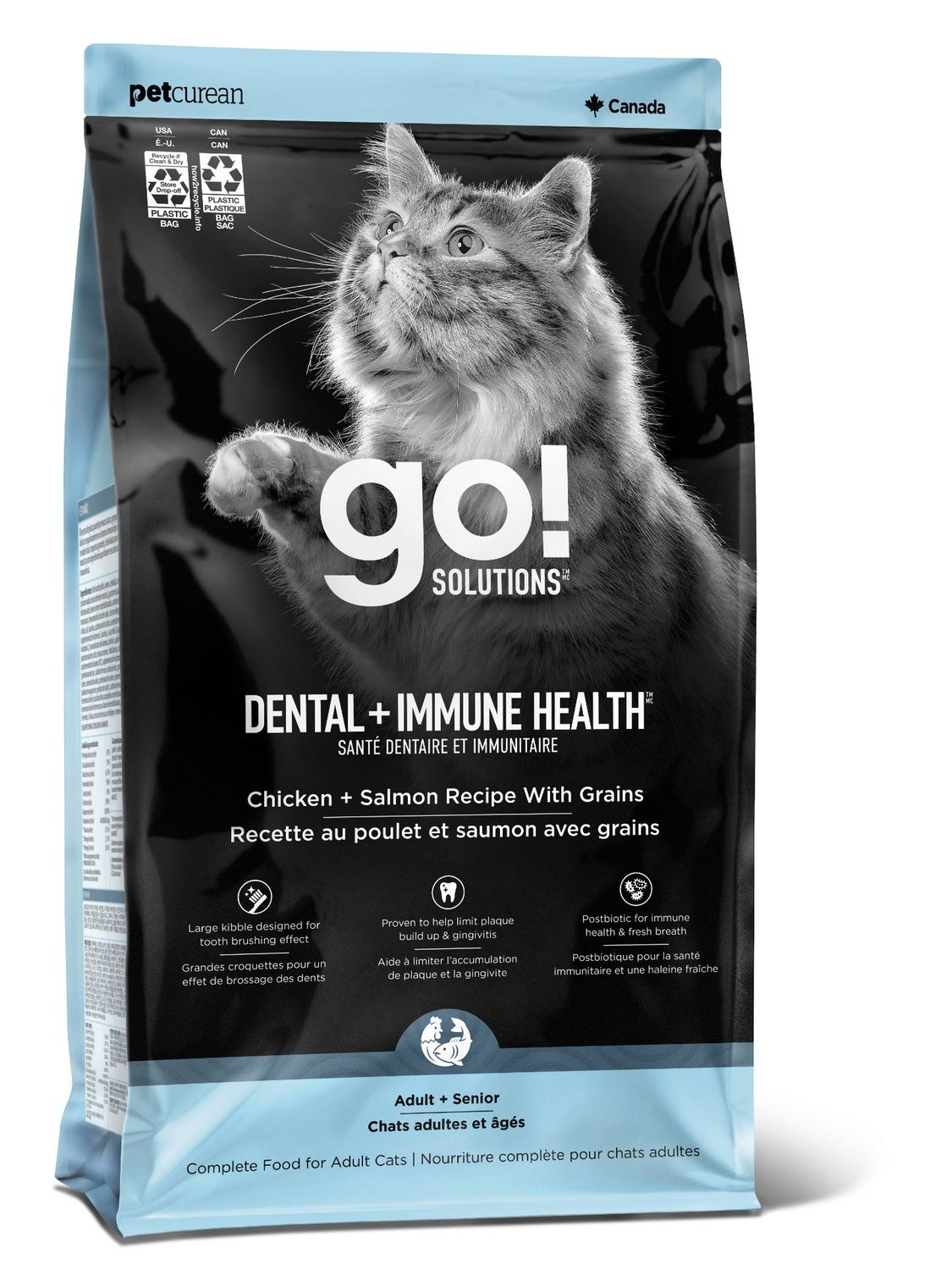 PETCUREAN - Solutions GO! Dental + Immune Health Cat Food with Grains, Size: 2.5lbs