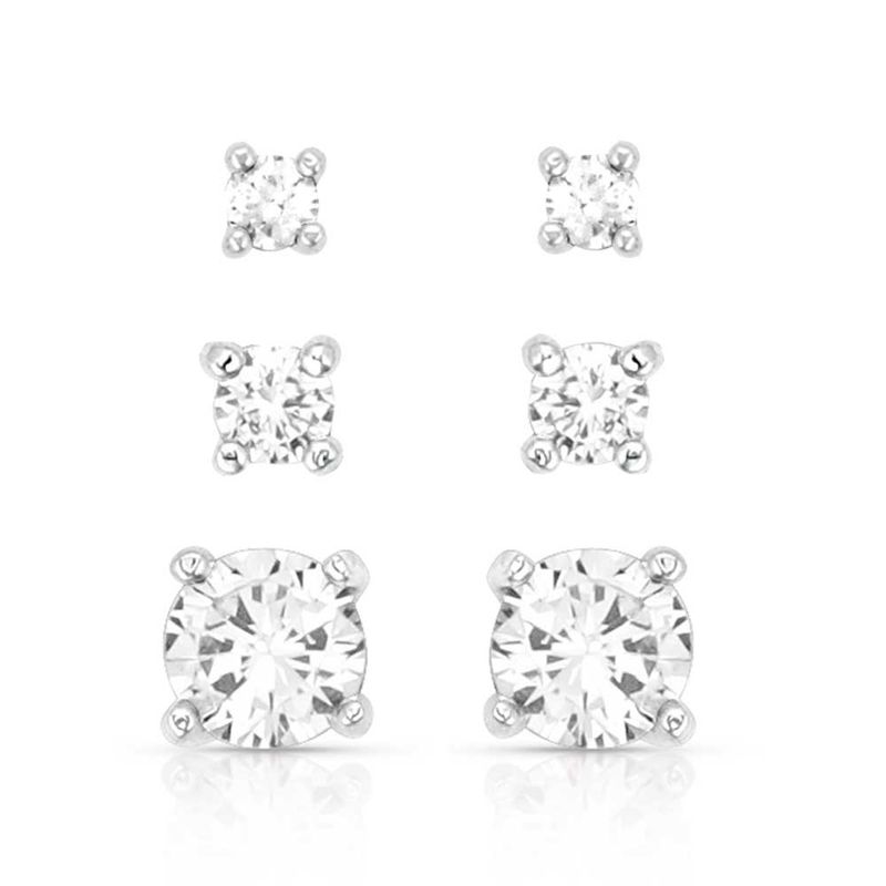 MONTANA SILVERSMITHS - Shine Bright Triple Crystal Post Earring Set