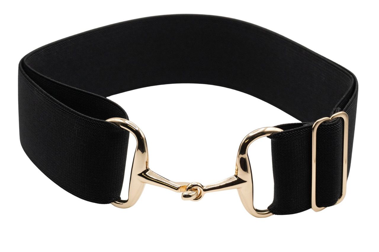 ELLANY - Elastic Belt 2" Blanc &amp; Gold Snaffle