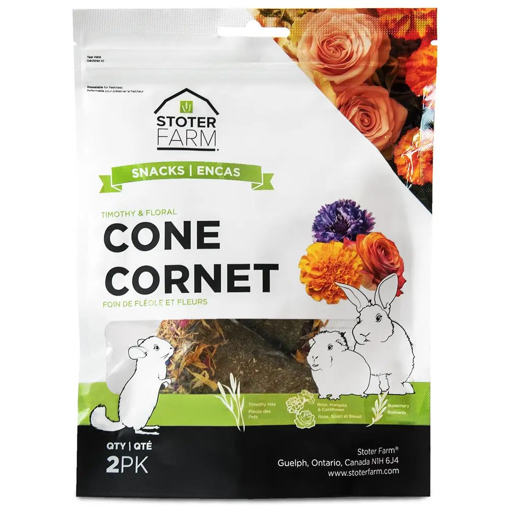 STOTER FARM - Timothy &amp; Floral Cone Snacks, Size: Paquet de 2x