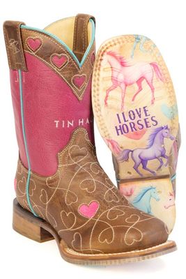 TIN HAUL - Burnish Pink Leather Sweetheart Cowgirl Boots