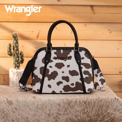 WRANGLER - Black Cow Print Satchel / Crossbody Bag