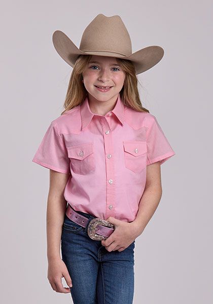 ROPER - Pink Solid Cotton Western Blouse