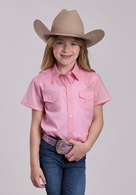 ROPER - Pink Solid Cotton Western Blouse