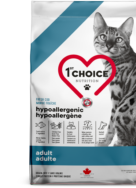 1ST CHOICE - All Breeds Hypoallergenic Cat Formula with Fresh Cod, Size: 1.8kg