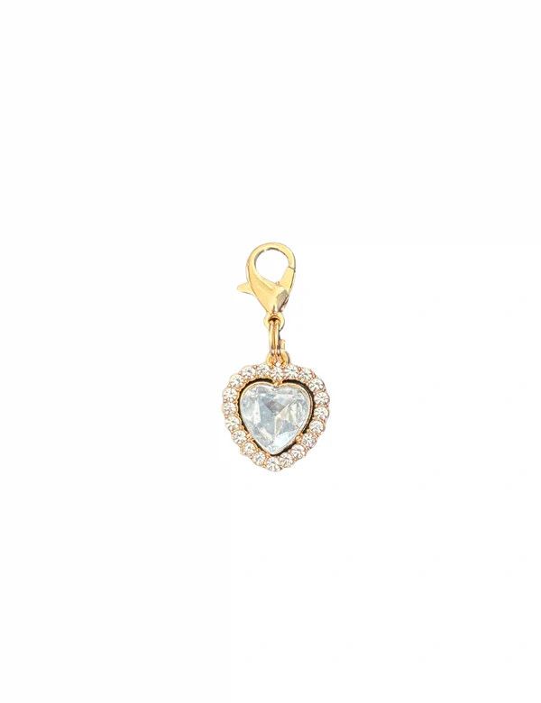 LUXY CHARMS - Heart Gemstones with Crystal Trim Clear