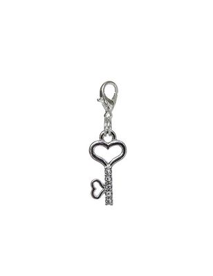 LUXY CHARMS - Sparkle Heart Key Silver