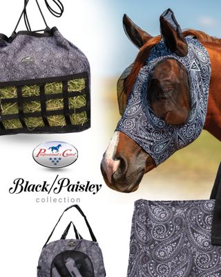 PROFESSIONAL'S CHOICE - Black Paisley Lycra Fly Mask