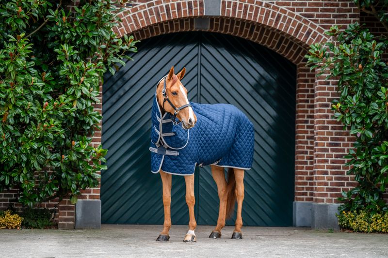 HORSEWARE - Amigo Quilted Stable Plus 200g Navy/Titanium Grey &amp; Silver