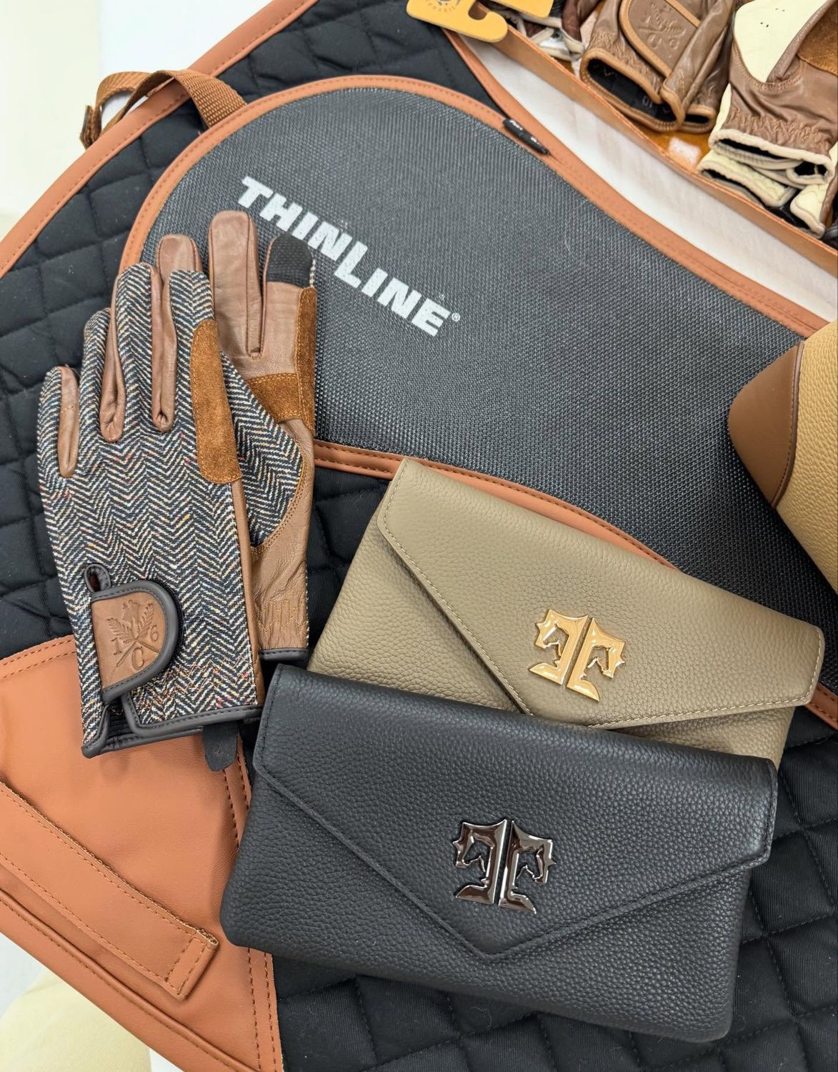 TUCKER TWEED EQUESTRIAN - Stablemate Belt Bag Flap Back Flap, Gun Metal Logo