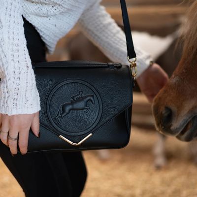 TUCKER TWEED EQUESTRIAN - Madelyn Crossbody Hunter/Jumper Black &amp; Gold