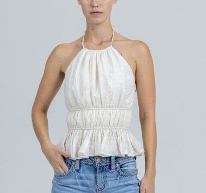 MISS ME - Babydoll Tiered Natural Cami Top