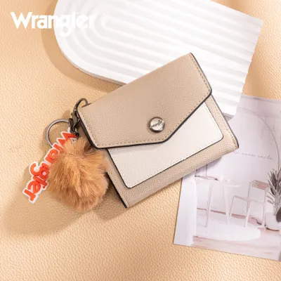 WRANGLER - Tri-Fold Khaki Wallet with Keyring PomPom