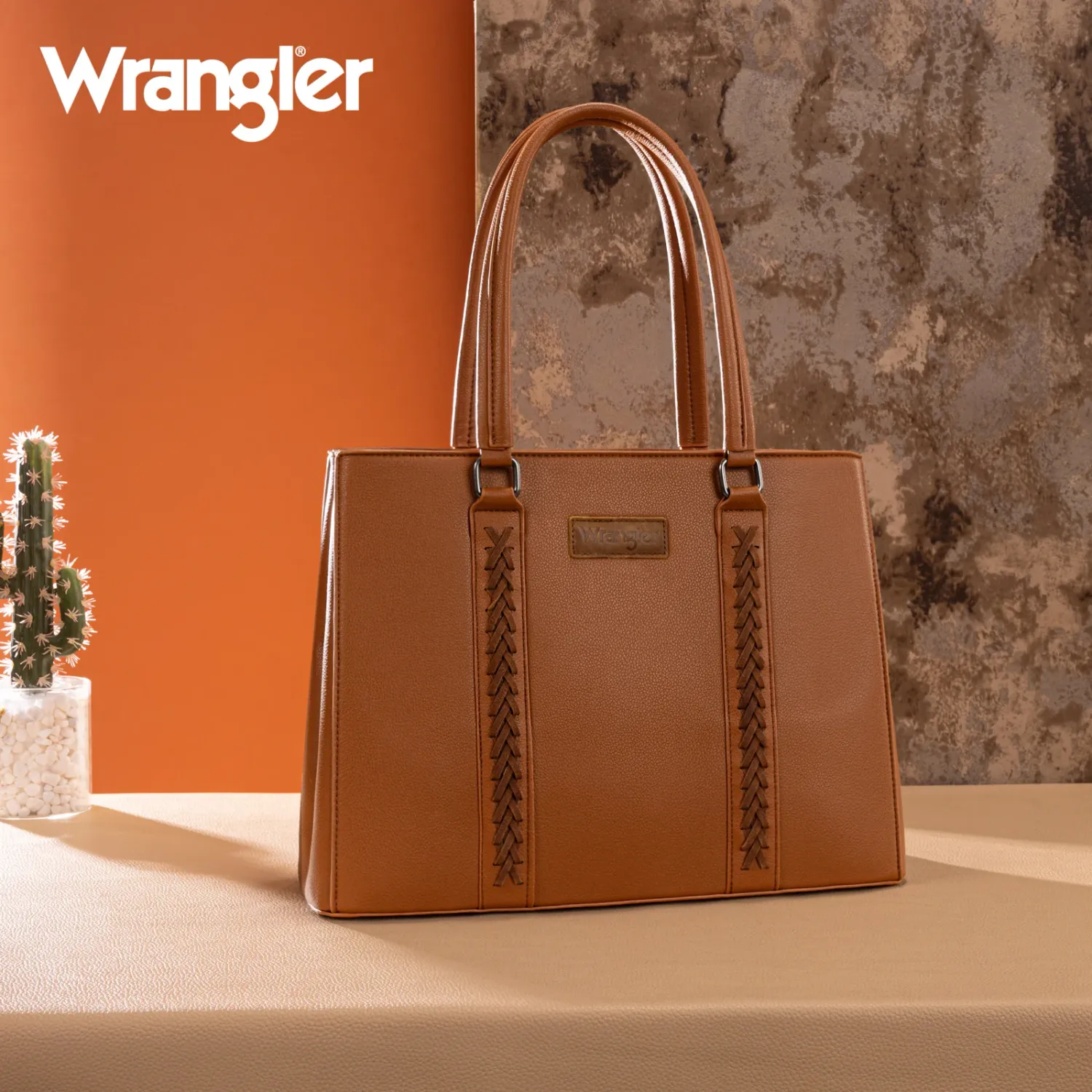 WRANGLER - Dual Compartment Brown Carry-All Tote