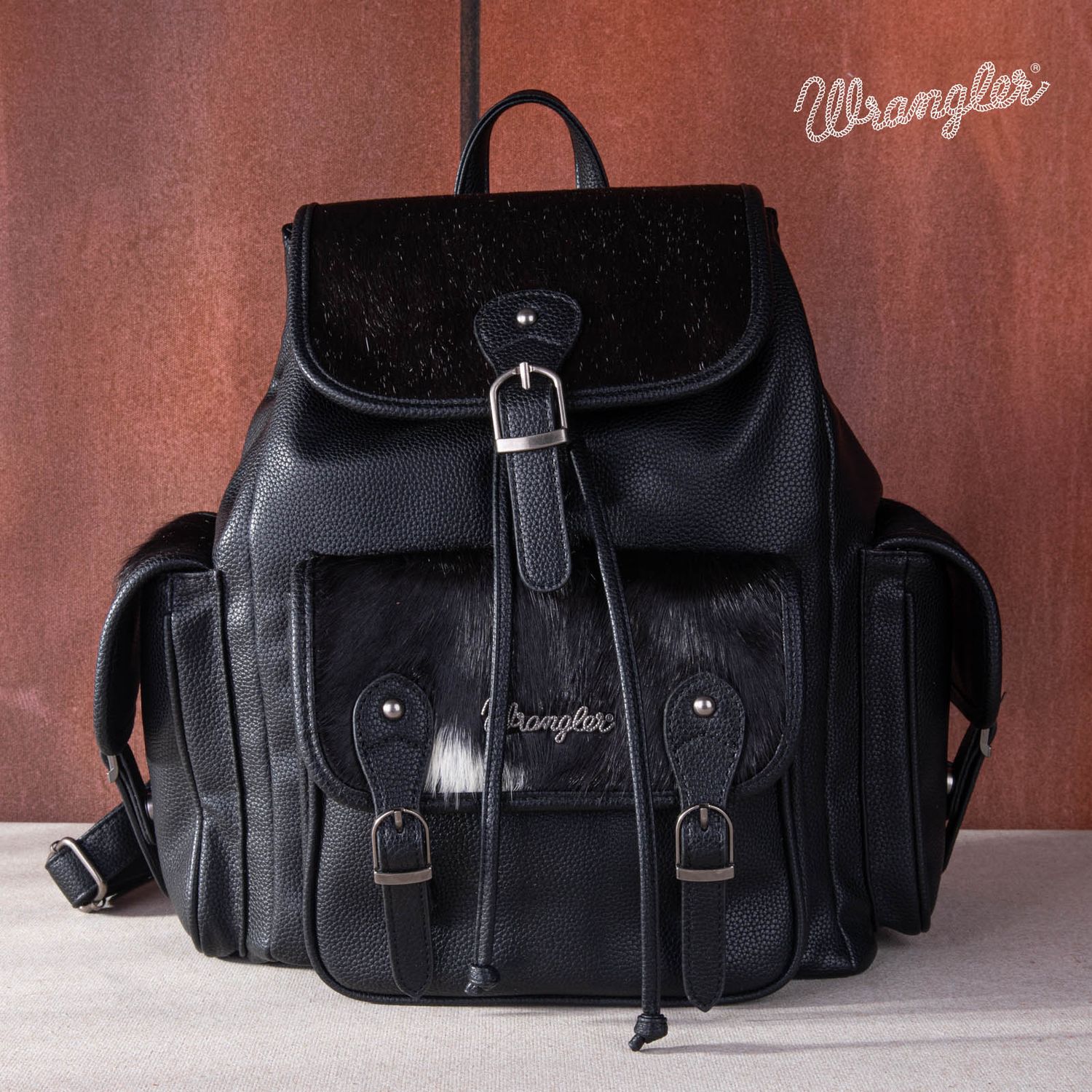WRANGLER - Hair-On Cowhide Black Backpack