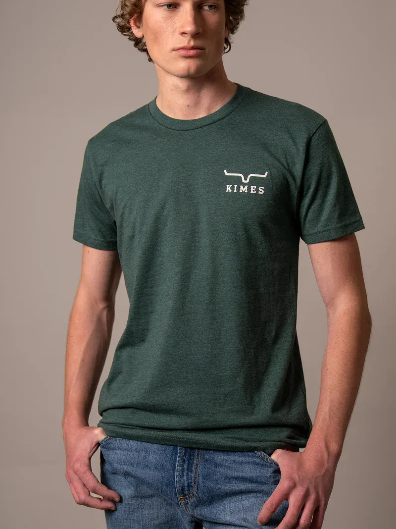 KIMES RANCH - Heavy Text Heather Forest Green T-Shirt