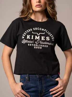 KIMES RANCH - Heavy Text Black Cropped Shirt