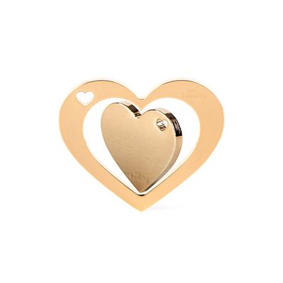 MYFAMILY - TwoGether Double Heart ID Tag in Golden Brass