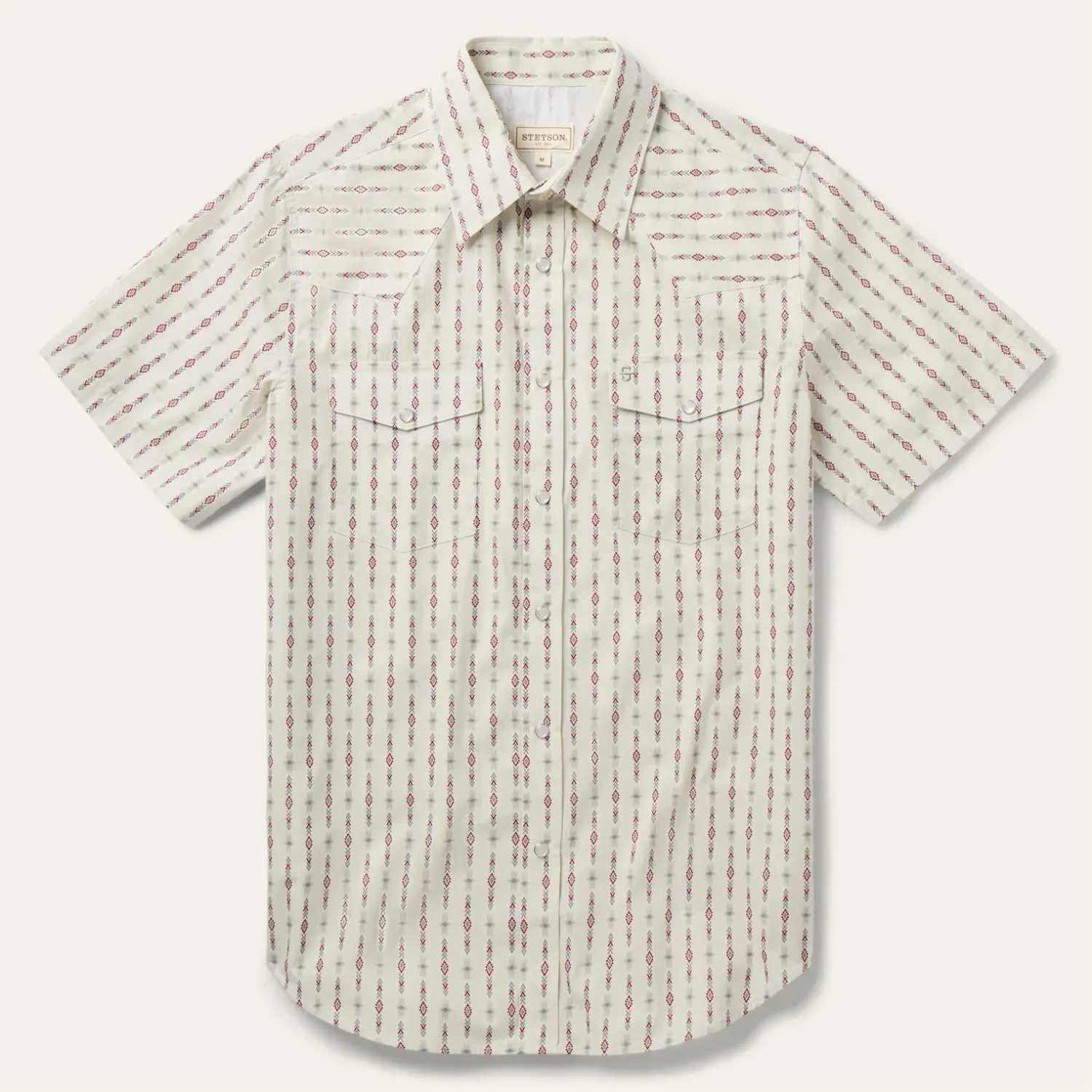 STETSON - Southwest Stripe White Short Sleeve Shirt
