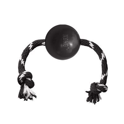 KONG - Black Extreme Ball with Rope Dog Toy, Size: Large