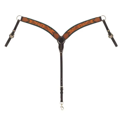 WEAVER - Floral Buckstitch Turquoise Cross Breast Collar
