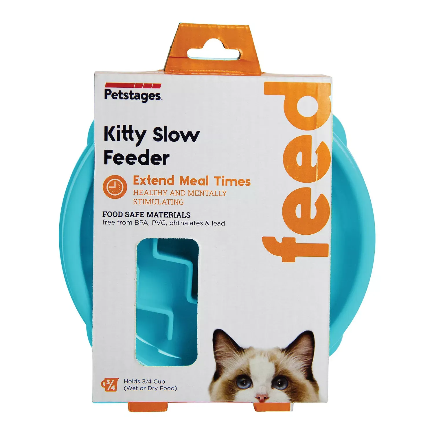PETSTAGES - Kitty Slow Feeder Cat Bowl, Colour: Blue