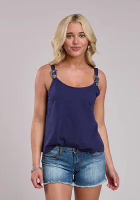 ROPER - Cotton Slub Navy Tank Sleeveless Top