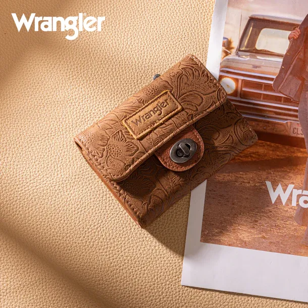 WRANGLER - Floral Embossed RFID Trifold Wallet