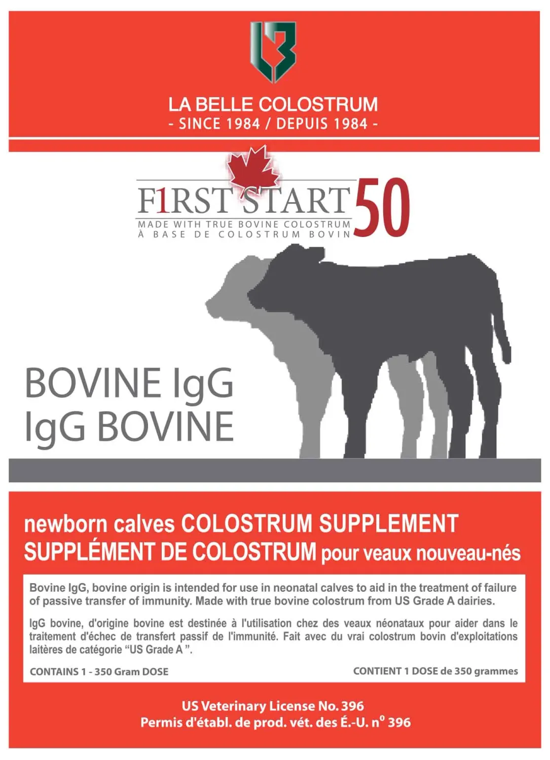 LA BELLE - First Start-50 Bovine IgG Colostrum, Weight: 350g