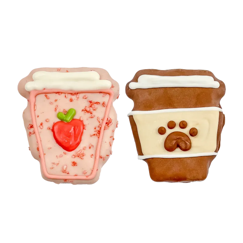 BOSCO &amp; ROXY'S - Pawsome Pink Smoothie &amp; Barkuccino Handmade Barista Cookies