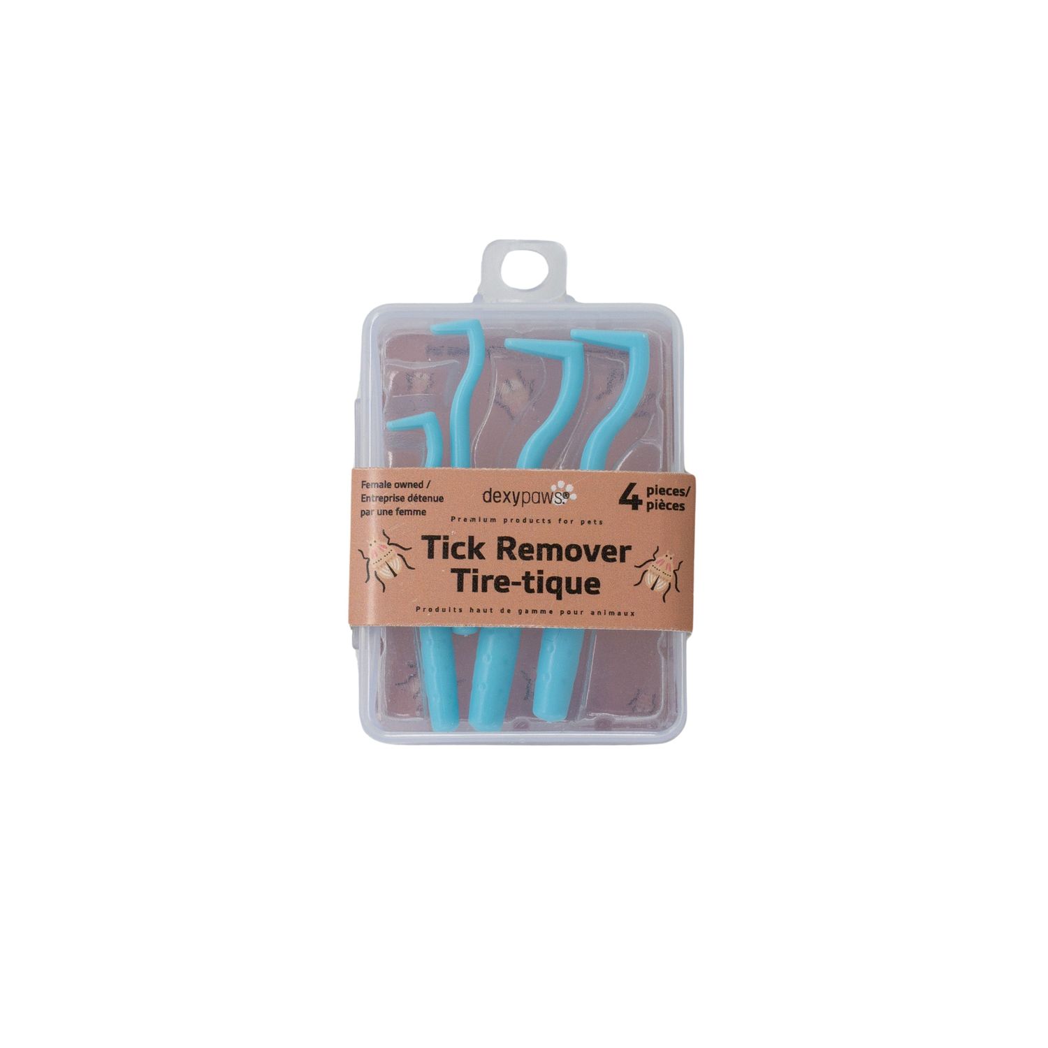 DEXYPAWS - 4pk Tick Removers in Storage Box, Size: Paquet de 4x