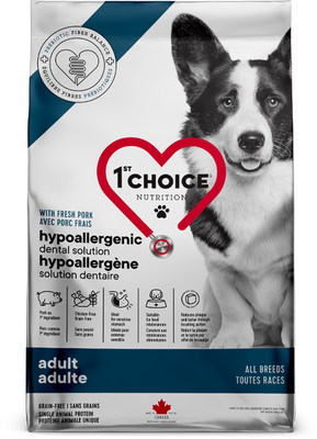 1ST CHOICE - Hypoallergenic &amp; Dental Care Pork Recipe for All Breeds Adult Dogs