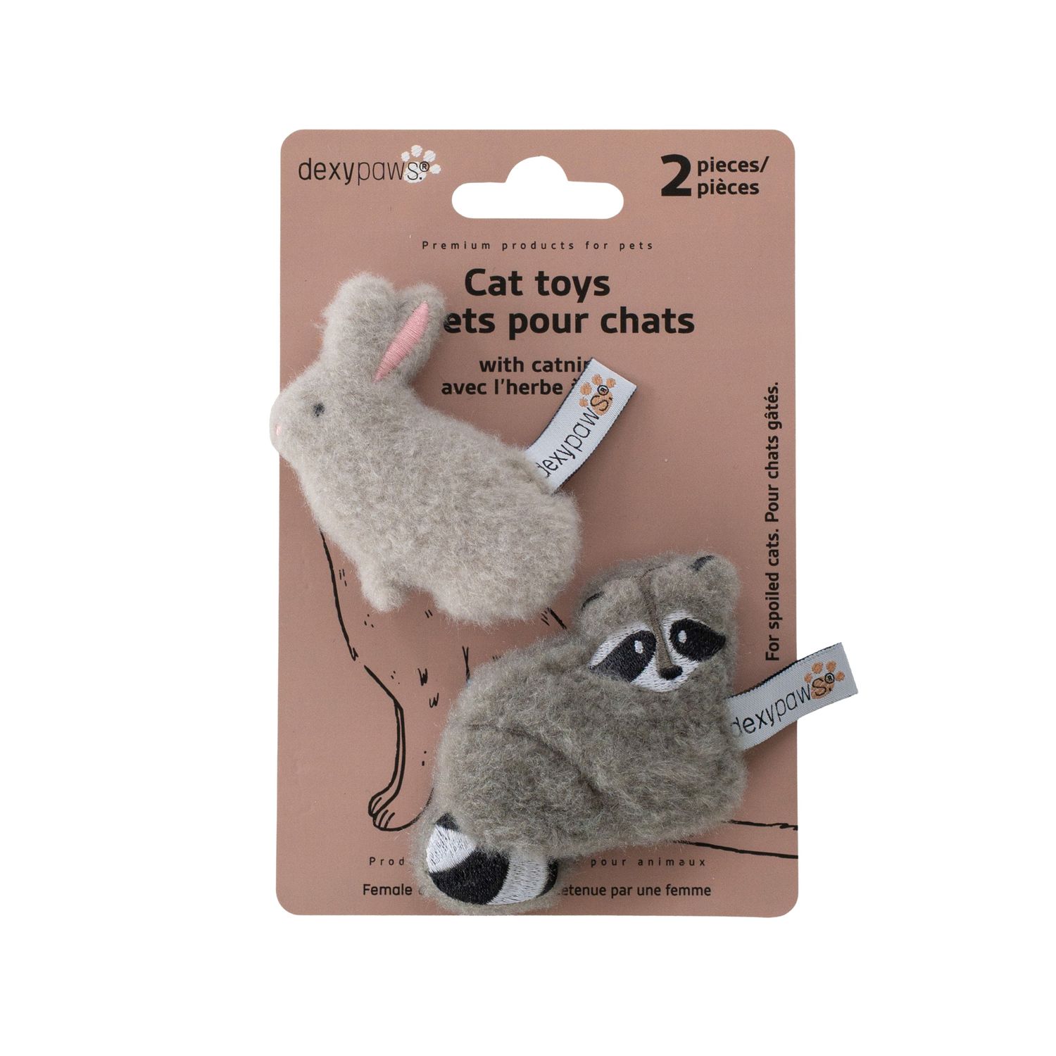 DEXYPAWS - Backyard Buddies Cat Toys with Catnip, Format: Paquet de 2x