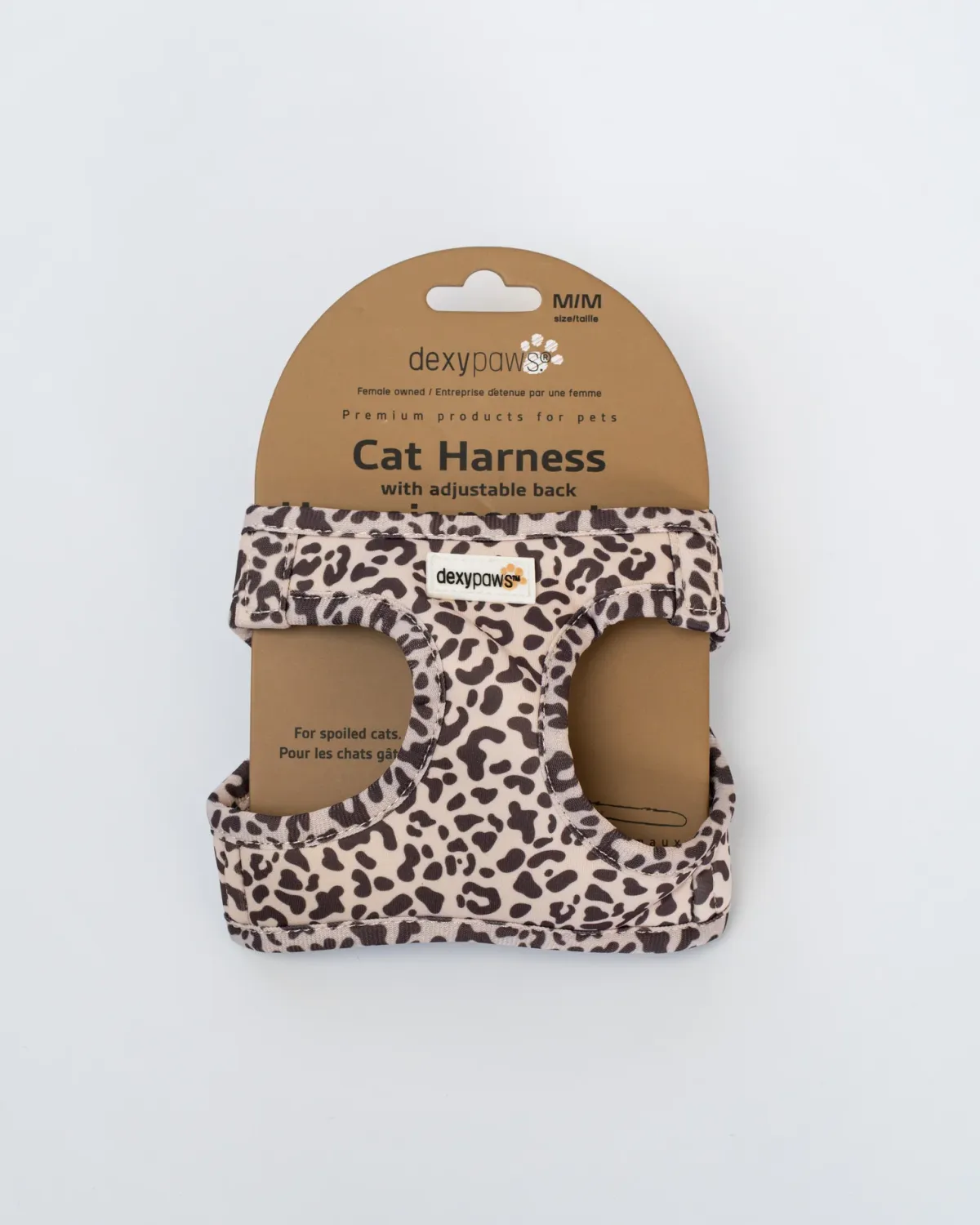 DEXYPAWS - Cat Harness with Adjustable Back Cheetah