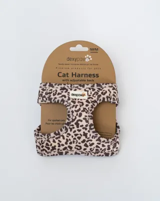 DEXYPAWS - Cat Harness with Adjustable Back Cheetah