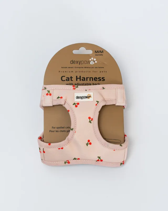 DEXYPAWS - Cat Harness with Adjustable Back Cherry